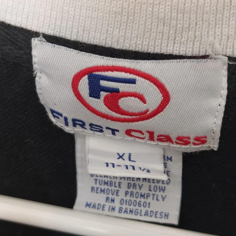 First Class Mens Police Polo Shirt Black White Graphic Workwear Size XL